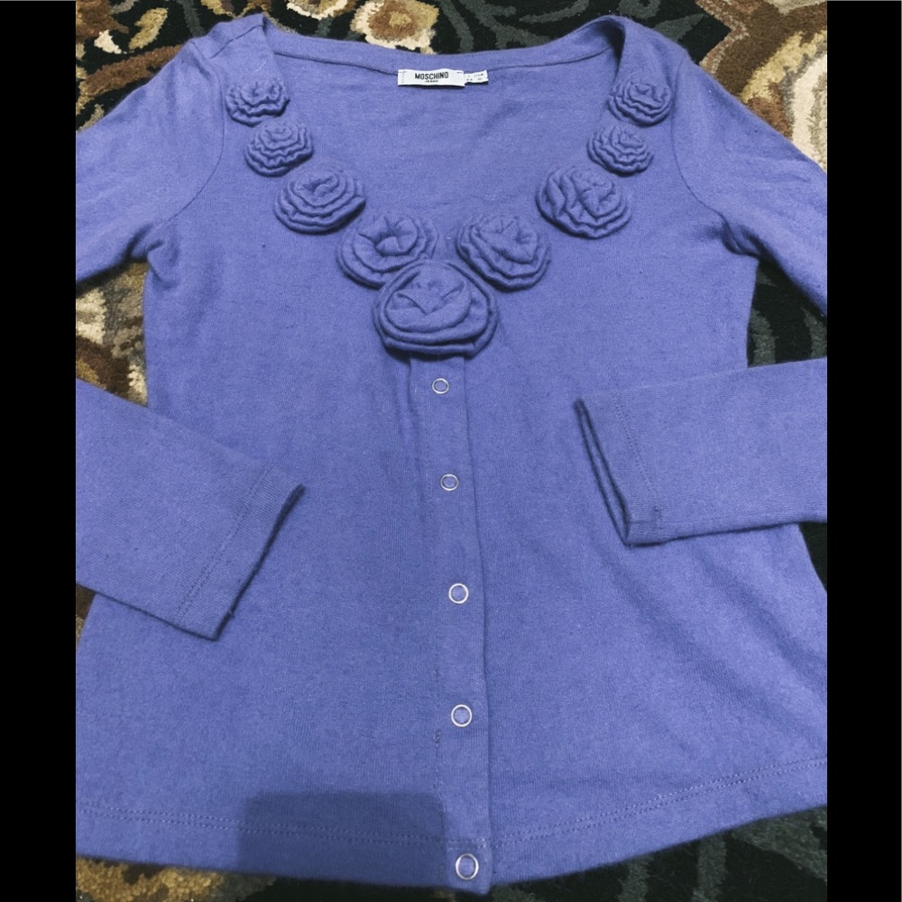 Authentic Moschino Cardigan, Size Medium, Lavender